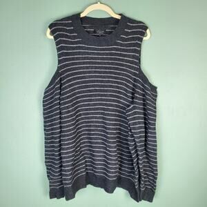 Lucky Brand Grey Striped Cold Shoulder Pullover Knit Scoop Neck Sweater Size 3X
